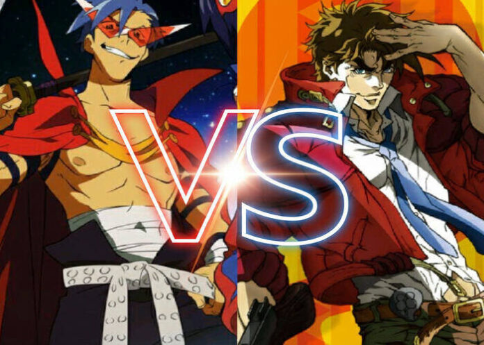 Kamina vs. Joseph Joestar: Indomitable Drill vs. Ripple Trickster